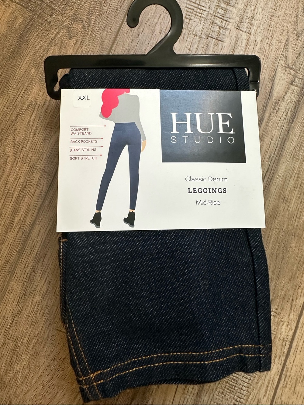 NWT! Hue Studio Essential Leggings, Jeggings, Denim, Indigo Dark Wash, XXL